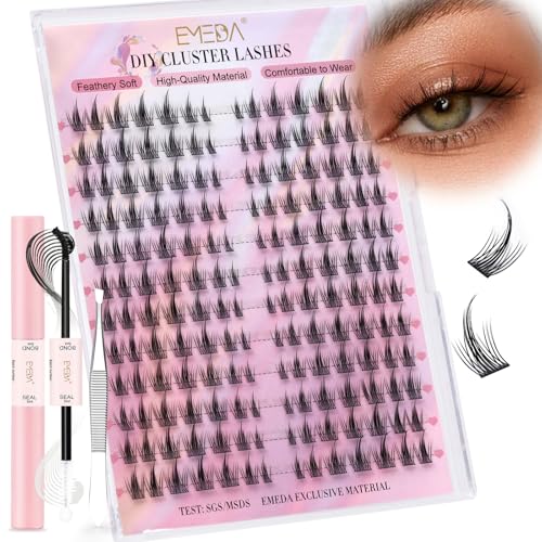 Faux cils en grappe effet manga D curl Faux cils Anime Set grappe de cils naturels DIY avec bond and seal et pince à épiler Kit d'extension de Cils Individuels pour holloween (Moonlight)