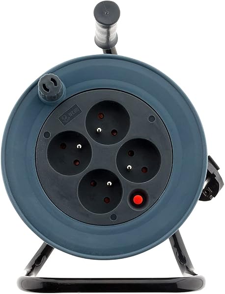 Zenitech - Enrouleur ménager 4x2P+T - 15m 3G1mm² - Gris - 2
