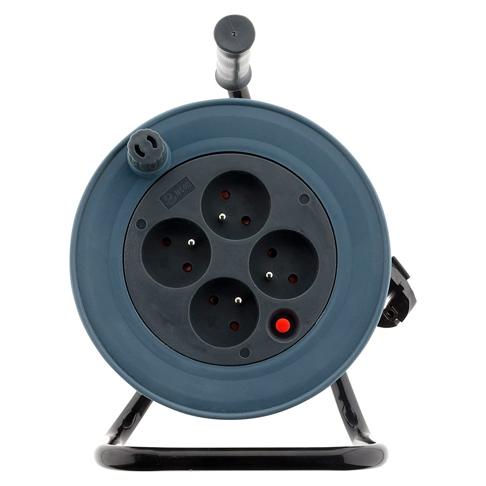 Zenitech - Enrouleur ménager 4x2P+T - 15m 3G1mm² - Gris - 3