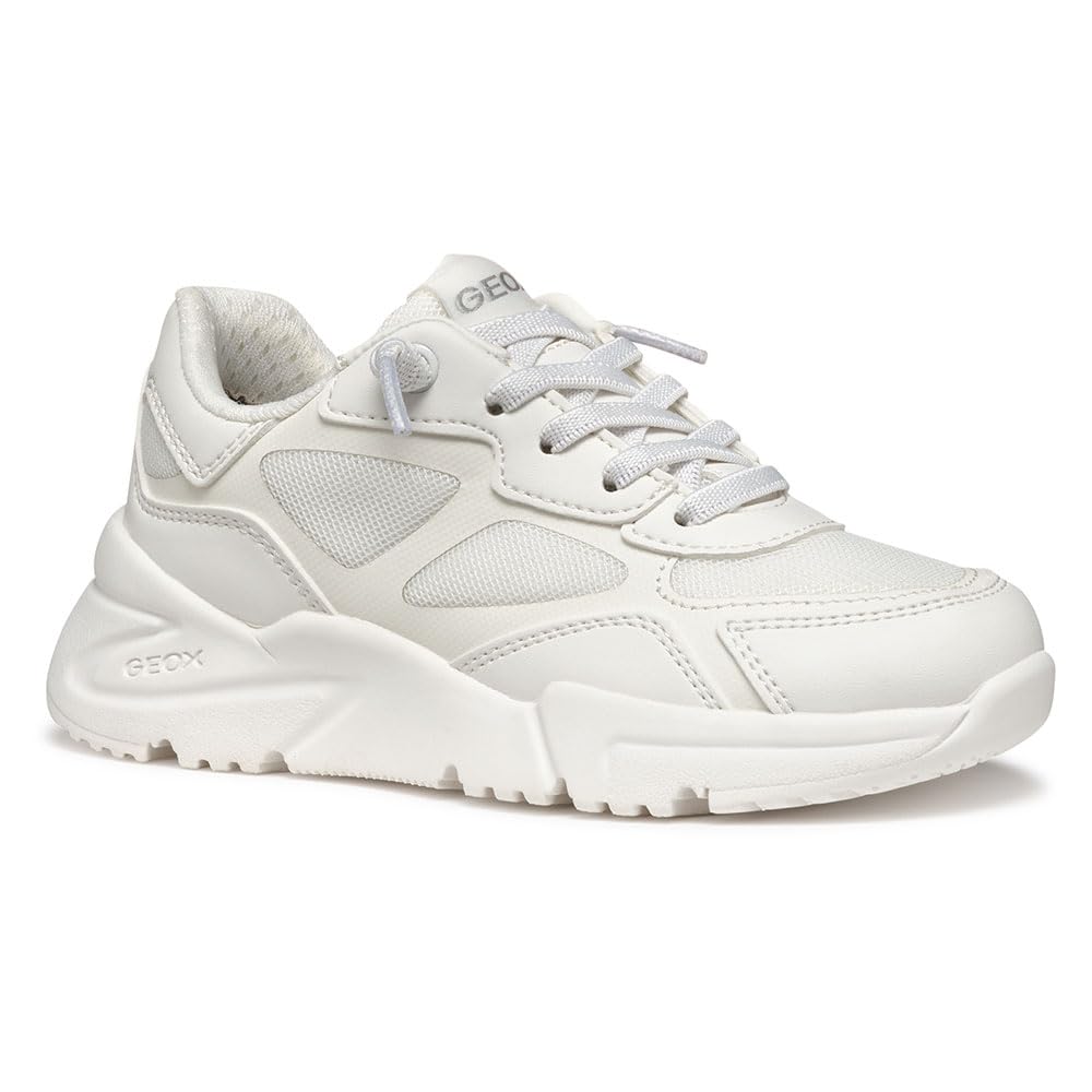 Geox J Loftus Girl B Sneaker, White, 5 UK Child