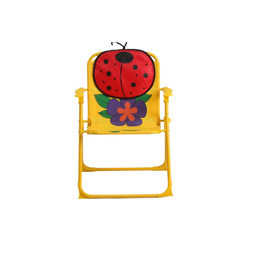 Siena Garden 672618 Marie Set pour Enfants 2 Fauteuils Pliants 1 Table + 1 Parasol Acier Motif de Coccinelle Jaune/Rouge