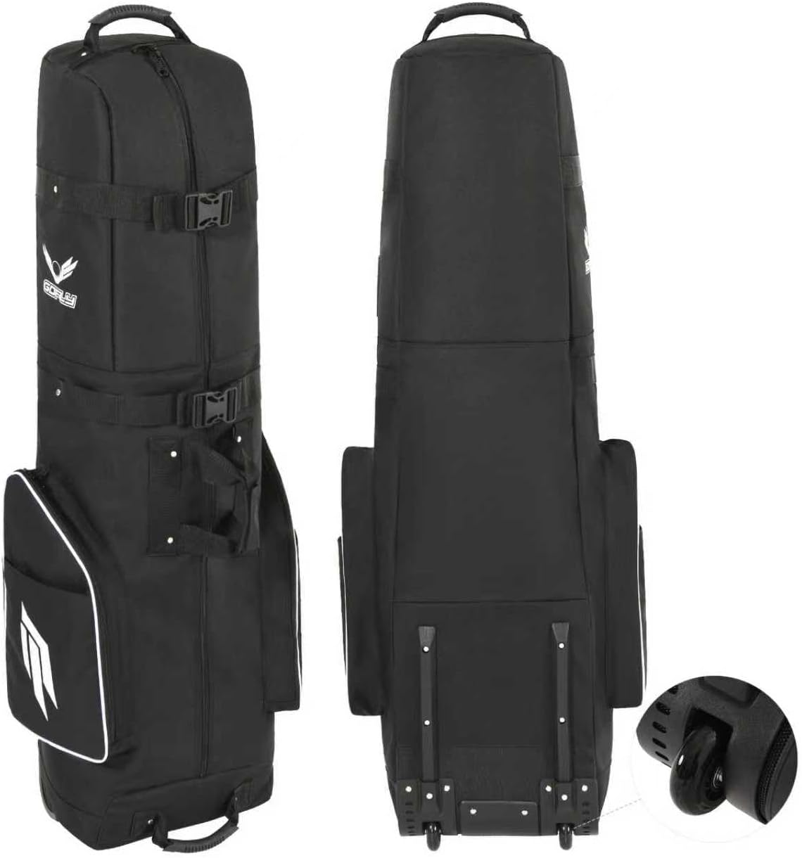 Gofly Golf Travel Bag for Airlines with Wheels, Lockable Zipper and Shoes Compartment, Soft-Sided Golf Club Travel Bag for Airline, Wear-Resistant Waterproof 900D Polyester Oxford