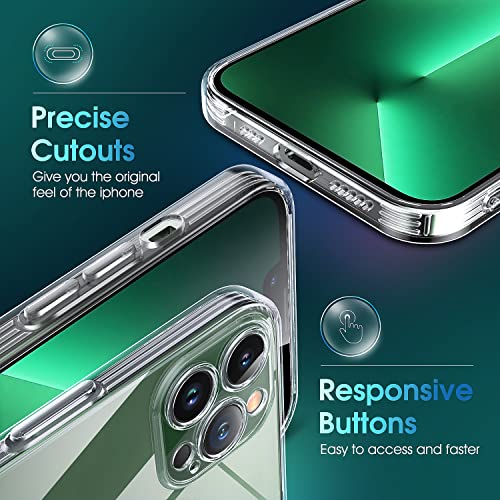 Image of Supdeal Crystal Clear Case for iPhone 13 Pro, [Not Yellowing] [Camera Protection] [Military Grade Drop Tested] Transparent Shockproof Protective Soft Silicone Slim Cover, 6.1 inch, Transparent