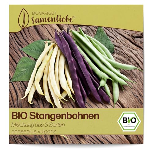 Produktfoto von Samenliebe BIO Stangenbohnen Samen alte Sorte Mischung aus 3 Sorten Freilandbohnen Bohne 20 Samen samenfestes Gemüse&hellip;