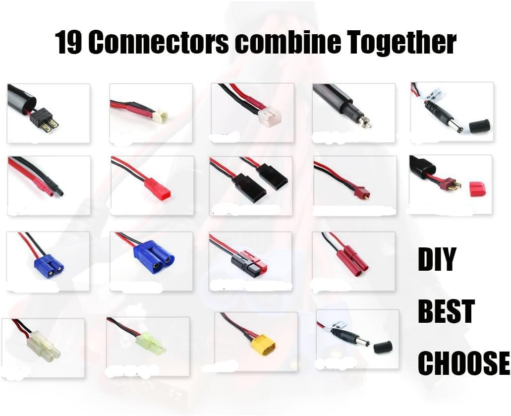 Readytosky 19 in 1 Lipo Battery Charger Adapter Convert Cable Banana Plug to JST/T-Plug/XT60/EC3/EC5/HXT 4mm for RC Car Drone