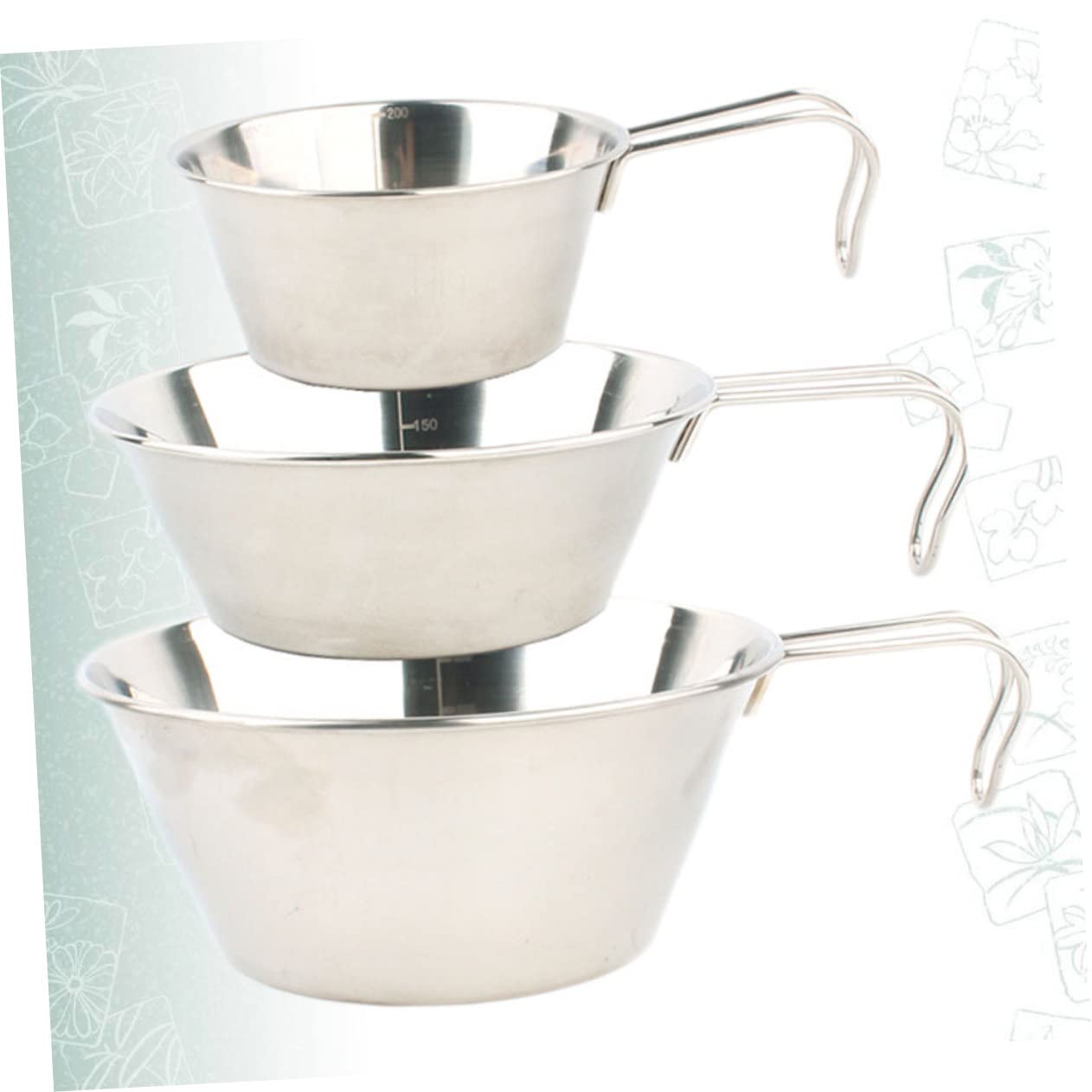 IWOWHERO Compact Stainless Steel Serving Bowls 3pcs Outdoor Bowl Set for BBQ Camping Picnic Silver