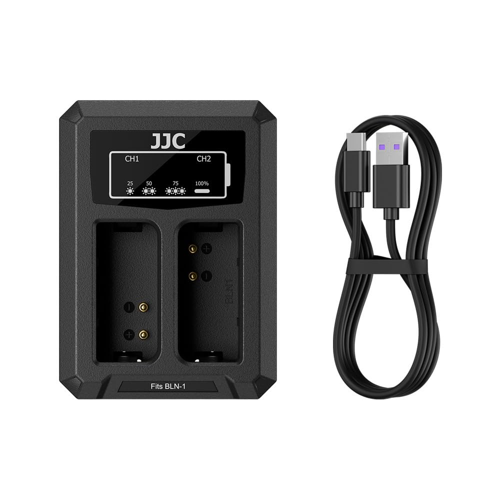 JJC BLN-1 Battery Charger USB Dual Slot for Olympus OM-D E-M1 E-M5 Mark II