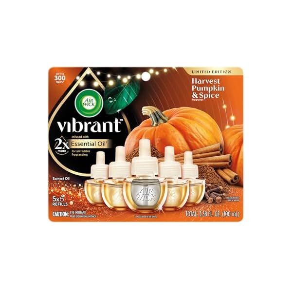   Air-Wick-Plug-In-Advanced-Scented-Oils-Refills-Harvest-Pumpkin-SpiceFall-Decorations-for-HomePlug-In-Air-Fresheners-for-HomePumpkin-SpiceFall-Essential-Oils-Pumpkin-DecorRoom-Freshener-5-ct