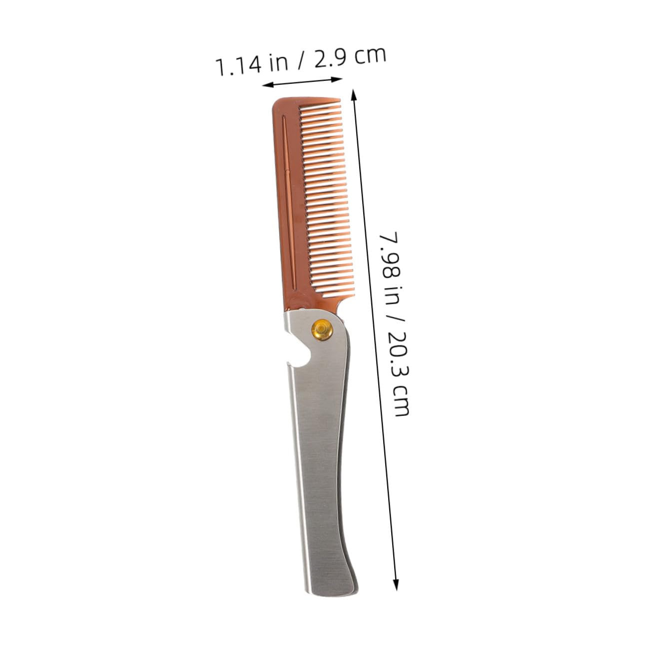 Cabilock 2pcs Stainless Steel Folding Beard Comb for Men, Portable Pocket Styling Comb with Bottle Opener, Compact Grooming Tool for Beard and Mustache Care