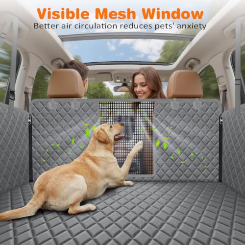 URPOWER 4 in 1 Dog Car Seat Cover for Back Seat, Waterproof Dog Hammock with Mesh Window and Side Flap Pet Car Seat Protector Dogs Backseat Cover for Cars, SUVs & Mid-Size Trucks