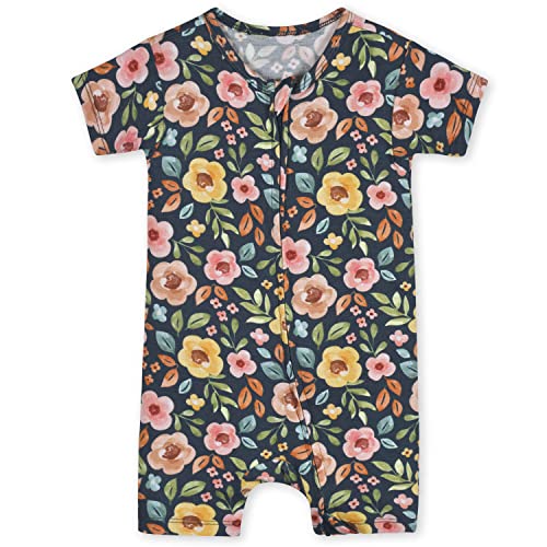 Image of Gerber Baby Buttery-Soft Short Sleeve Romper with Viscose Made with Eucalyptus