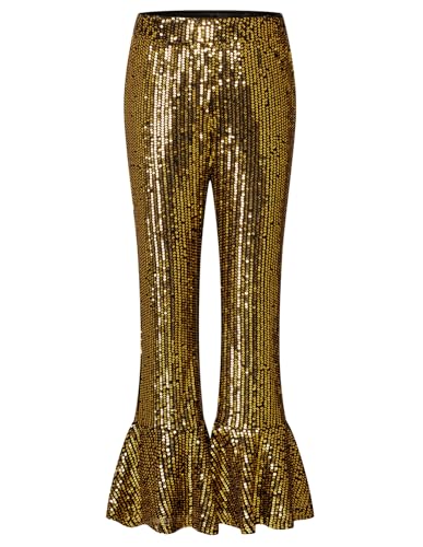 Image of GRACE KARIN Girls Sequin Pants Sparke Trouser Glitter Dance Bell Bottoms 5-14