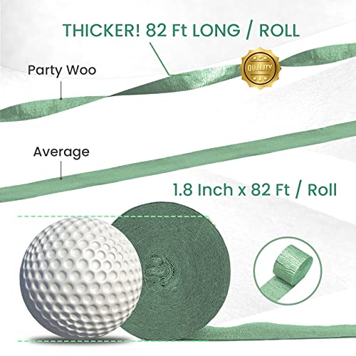 Image of PartyWoo Green and Orange Crepe Paper Streamers 6pcs 492ft Pack of Sage Dark Green Burnt Orange Sand White Crepe Paper Streamers for Birthday Baby Shower Woodland Dinosaur Jungle Party Decorations
