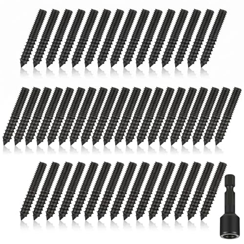 Image of Hicarer 50 Pack 3 /8-16 x 3 Inch Hanger Bolts Double Headed Bolts with Driver Self Tapping Screw Threaded Rod Screws for Furniture Double Headed for Wood Furniture Joint, Black