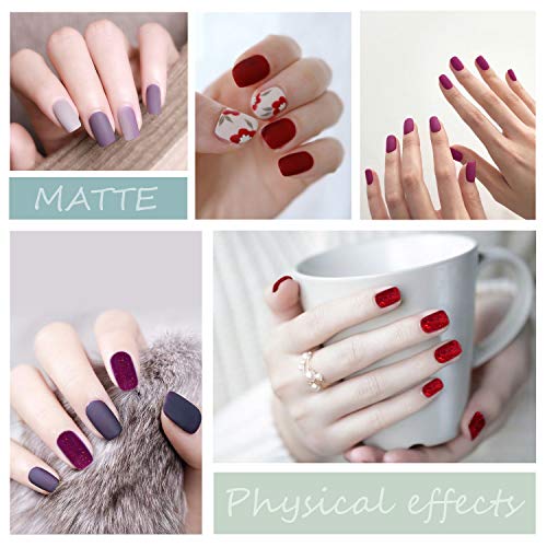 ab gel Autumn Winter Gel Nail Polish Set - 8 Colors Red Glitter Collection Soak Off UV LED Gel Polish Kit