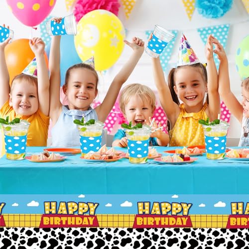 Willinglong NIL-WILLINGLONG-74 36 Pcs Blue Sky White Clouds Birthday Party Supplies 12 Oz Cartoon Story Plastic Thick Clear Cups Disposable Plastic Cups For Birthday Baby Shower Blue Party Decorations thumb #1