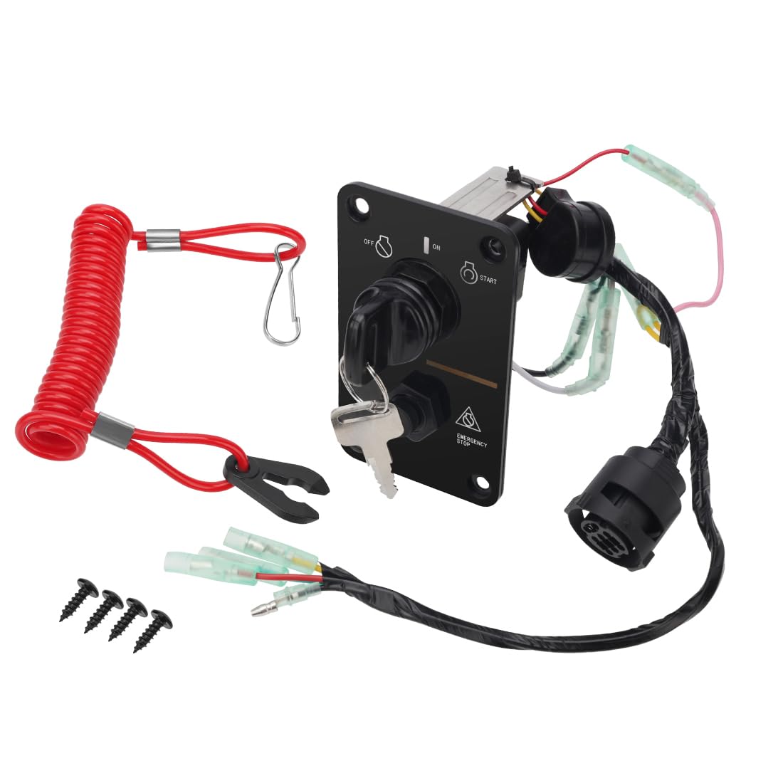 Panneau d’allumage principal avec clé pour hors-bord Yamaha 2T/4T avec faisceau 10 broches commande mécanique