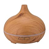 【Único y Compacto Diseño】Humidificador bebe recubierto con el grano de madera natural, mucho más vistosos que los clásicos de plástico. Diseño portátil, la tapa es fácil de despegar para añadir agua