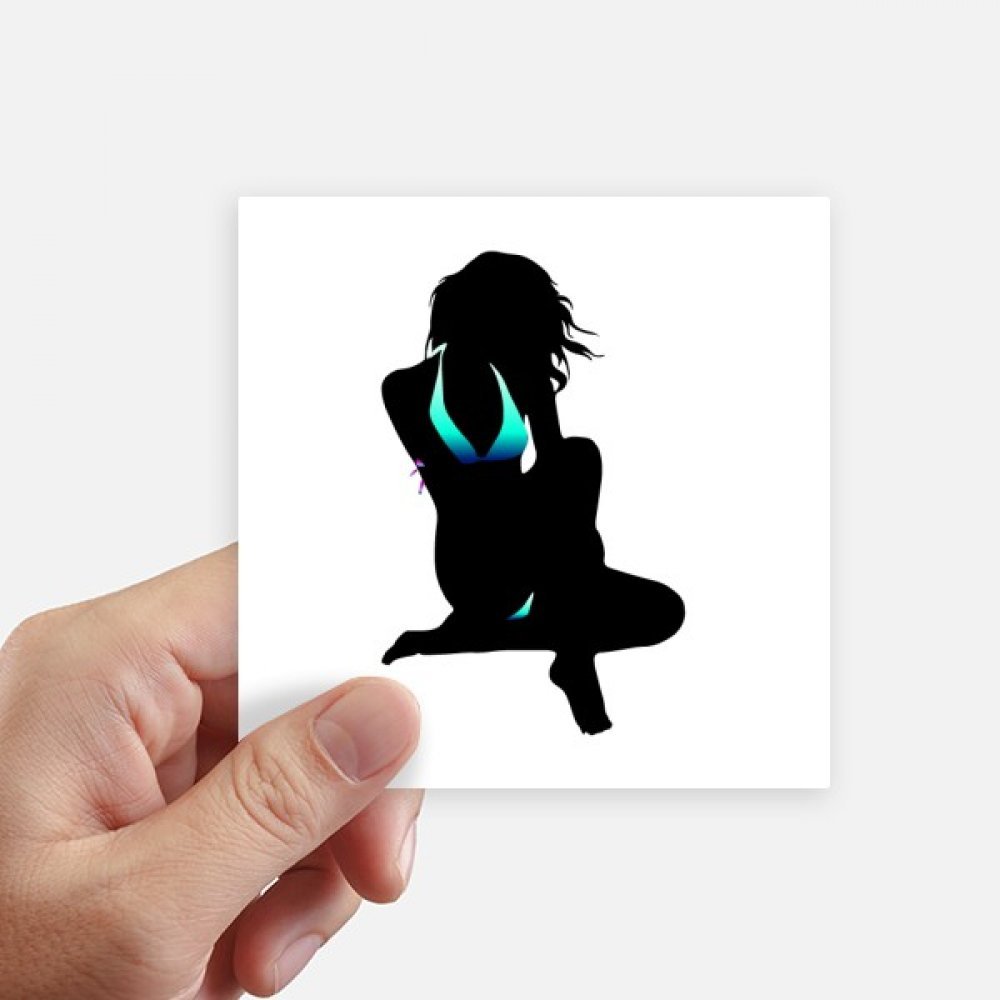 Autocollant moto et PC portable femme bikini sticker mural carré multicolore