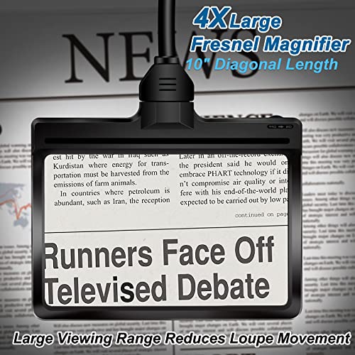 4X Magnifying Glass With Light And Stand, Flexible Gooseneck Magnifying Desk Lamp Usb Charge & Phone Stands, Large Page Magnifier For Print, Painting, Sewing, Crafts And Close Work #TOP2