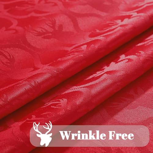 SASTYBALE Christmas Red Tablecloth 52"x70" Rectangle - Jacquard Damask Deer Antler Spillproof Table Cover for Xmas New Year Winter Holiday Decor (Fits 4-6 Seats) – Image 5