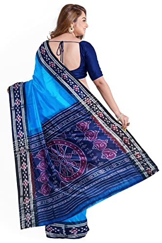 Image of FLOWRINA Odisha Sambalpuri Handloom Ikat Women's Cotton Saree, Odisha Handloom Handmade Pure Cotton Khandua Saree, Ikkat Orissa Traditional Handloom Saree Without Blouse