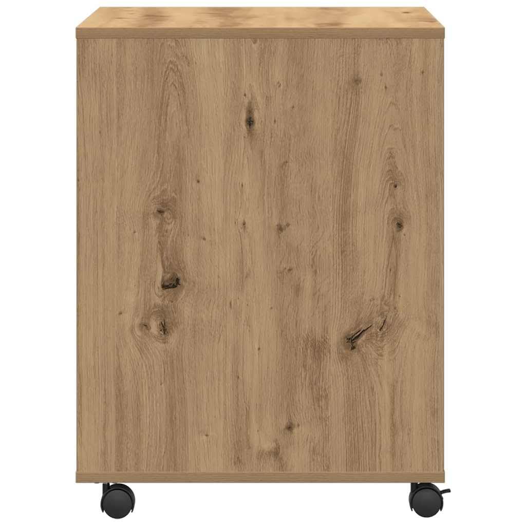 Soporte para impresora de madera de roble Artisan, 60 x 50 x 67 cm, con ruedas, carrito auxiliar móvil para oficina y oficina en casa, soporte compacto para impresoras, escáneres, archivos y