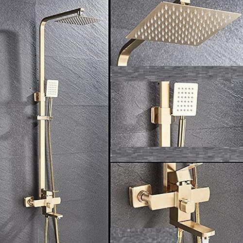 Robinet de douche effet pluie dorée avec mitigeur baignoire et evier HEIMIAN