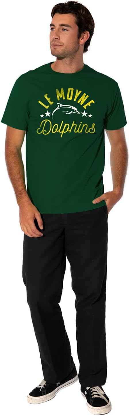Le Moyne College Official Dolphins Short Sleeve Mens Cotton T-Shirt,Hunter Green, 2X-Large