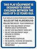 SmartSign 24 x 18 inch “Play Equipment Designed To Serve Children 5-12 Years Old - Rules Of The Playground…” Metal Sign, 80 mil Laminated Rustproof Aluminum, Blue, Black and White, Made in USA