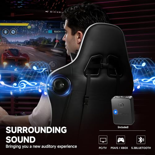 Image of GTPLAYER Gaming Chair,Gamer Chair with Bluetooth and Adjustable Backrest,Seat Height Adjustable Computer Chairs with 3D Armrests,Video Game Chair with Footrest Speakers (Grey)