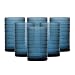 D&V Jupiter Glass Collection Iced Beverage, 13 Ounce, Blue, Set of 6