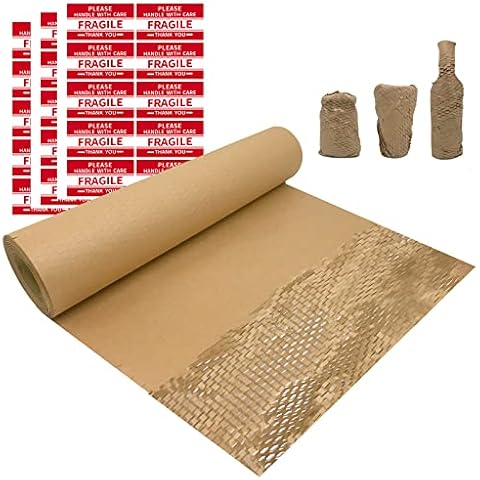 Packing Paper for Moving House Honeycomb Wrap Paper Roll 38.5cm x 30m/ 15inch x 98Feet Cushioning Protective Paper Packaging Perforated Packing Kraft Packaging Suppliers Brown Bubble Wrap Alternative Cover