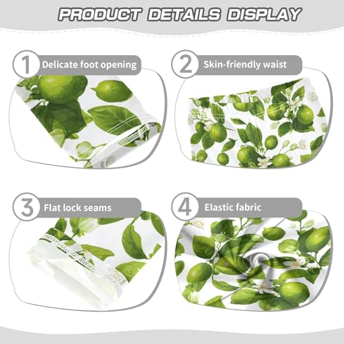 Summer White Blossom Fruit Lemon Girls Leggings Kids Yoga Pants Dance Active Tights 4T3