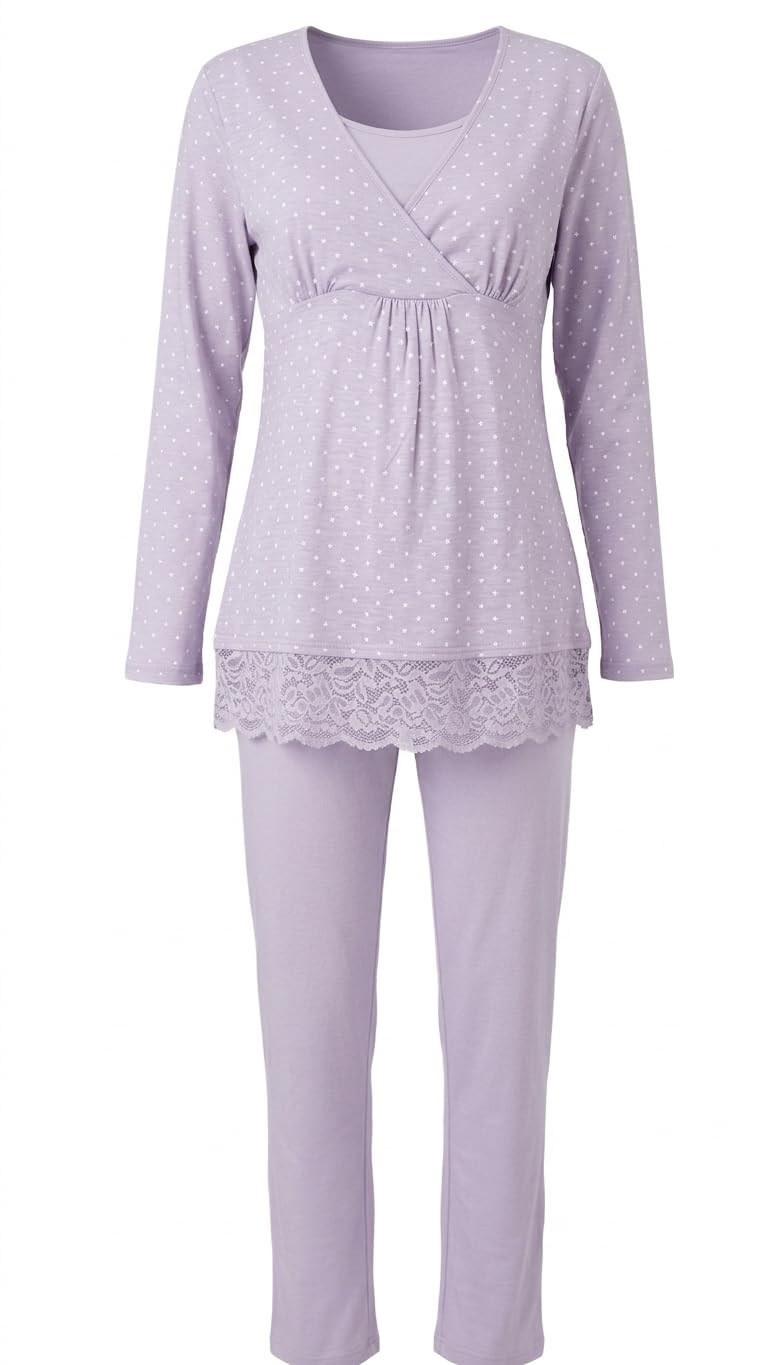 Pigiama donna lungo premaman Promise viscosa e cotone 38/40