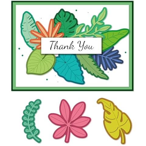 DELORIGIN 12 Styles Tropical Leaves Cutting Dies Card Making Plant Die Cut Carbon Steel Die Cuts Stencils Scrapbooking Embossing Template Dies for DIY Greeting Card Craft Albums Gift Decor Cover