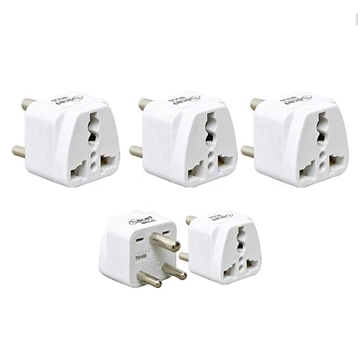 Hi-PLASST (3pcs) (Tuscan) 3 Pin Traveller Conversion Plug, Convert EU US UK AU to India Power Adaptor,White