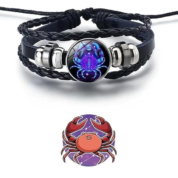 RHYTHM : - Cancer ''कर्क राशि'' 12 New Constellation Bracelet Zodiac Signs Guardian Fluorescent Woven Leather Bracelet for... - Review, Price and Buying Guide