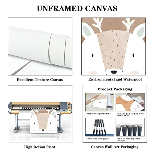 Nursery Wall Art Canvas Cute Animals Posters Nursery Animals Wall Art Cute Nursery Pictures Kids Art Poster Cute Fox Picture Baby Room Art Prints Cute Baby Animal Paintings For Nursery 12X16Inx3 Unframed #TOP4