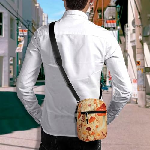Personalized Small Crossbody Bag Water Resistant Messenger Bags Mini Mushrooms And Plants Printing SlingBag For Men Women4