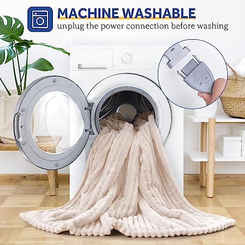 Sealy Cobertor Elétrico Tamanho Duplo, Flanela Macia Canelada Para Sherpa, Cobertor Aquecido Reversí