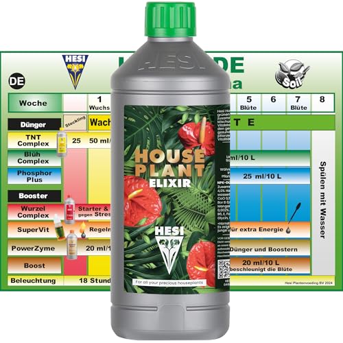 Hesi Houseplant Elixir 1L Hochwirksamer Dünger für Zimmerpflanzen - Pflanzendünger für gesunde Wurzeln & kräftiges Wachstum - HPE Dünger Hesi für alle Zimmerpflanzen - Ideal für Topfpflanzen
