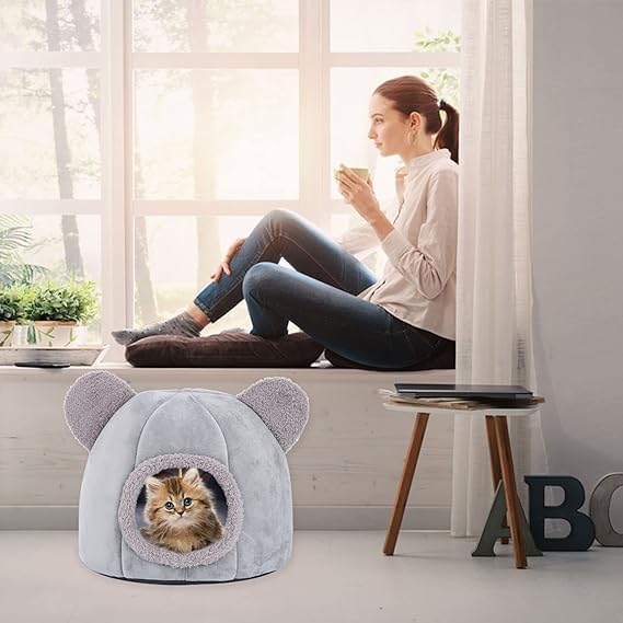 AMPLIN Bed Deep Sleep Comfort in Winter Cat Bed Little Mat Basket for Cat's House Products Pets Tent Cozy Cave Cat Beds Indoor || Pack of 1
