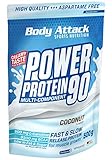 Body Attack Power Protein 90 - Coconut Cream, 500g - Made in Germany - 5K Eiweißpulver mit Whey-Protein, L-Carnitin und BCAA für Muskelaufbau und Fitness