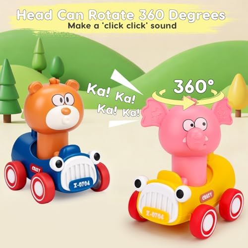 Baby Press and Go Car Toys for 1-2-3 Year Old Boys,Push Go Animal Racing Baby Cars Toys for Toldders 12-18 Months,1st Christmas Birthday Gifts for 1 2 3 Year Old Boys Girls Toddler Toys for Boy & Girl — view 2