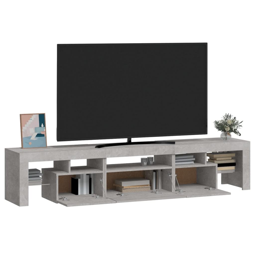 vidaXL Mobile Porta TV con Luci LED Grigio Cemento 200x36,5x40 cm