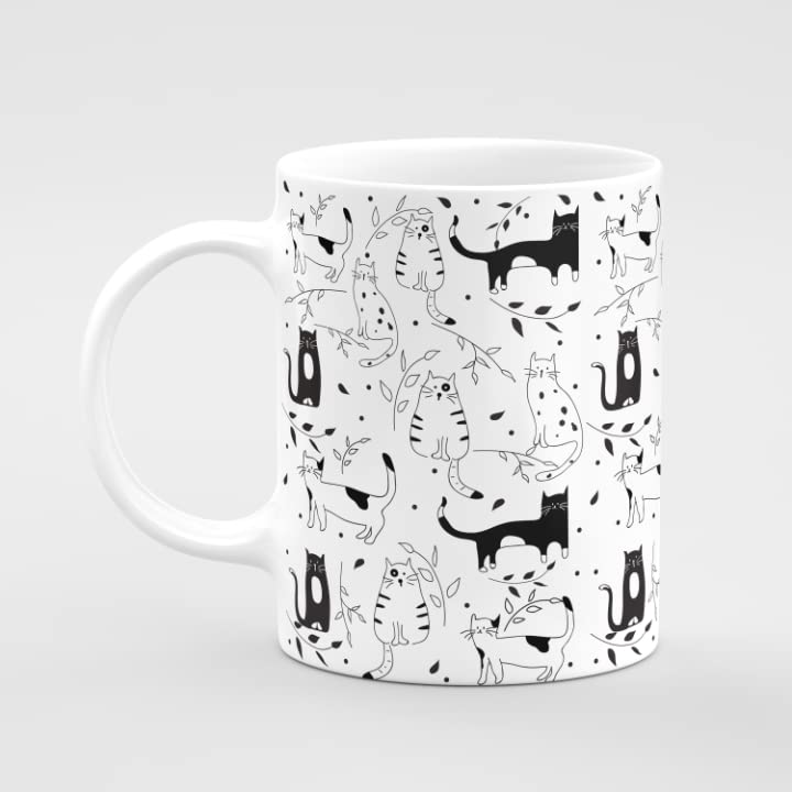 DOUBLEEND Cats Animal Cute Creative Pattern Printed Coffee Mug Ceramic Tea  Coffee