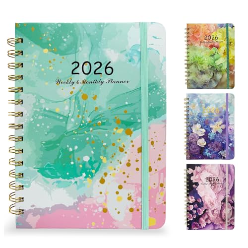 PINKE 2026 Planner Academic Monthly And Weekly Calender Planner Jan. 2026 Dec. 2026 A5 (6.3 X 8.5) Planner With Sturdy Cover Twin-Wire Binding Planners With Monthly Tabs For Teacher & Student