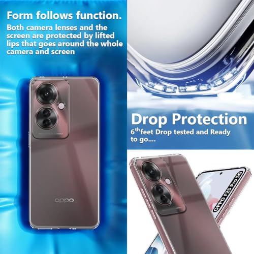 Image of Fashionury Crystal Clear Case for Oppo F25 Pro 5G | Yellowing Resistance | Transparent TPU Silicone | Raised Camera Lips | Slim Transparent Cover