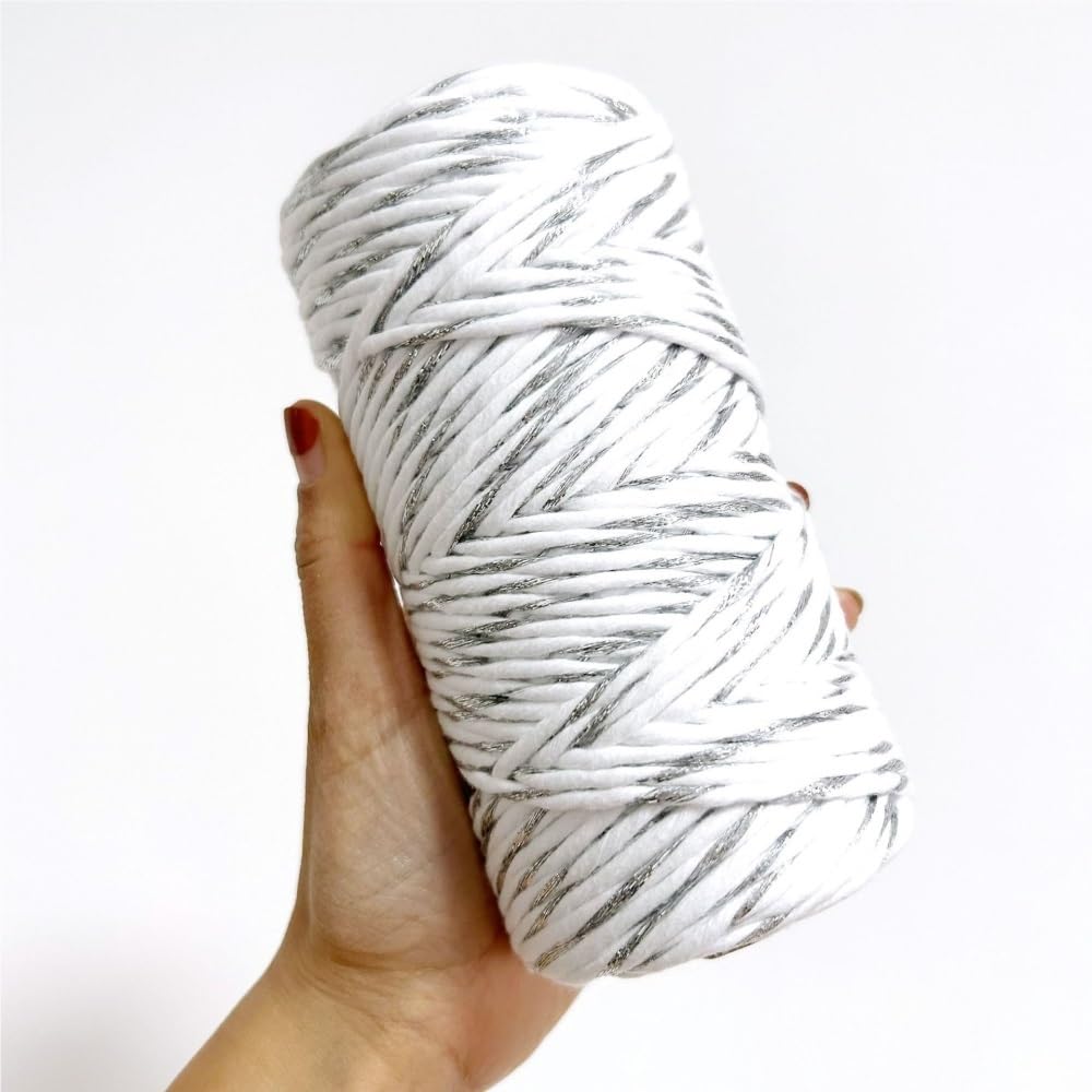 Fil de coton doré 300 g 3 mm – Corde épaisse en macramé for le tricot et l'artisanat à la main(None)